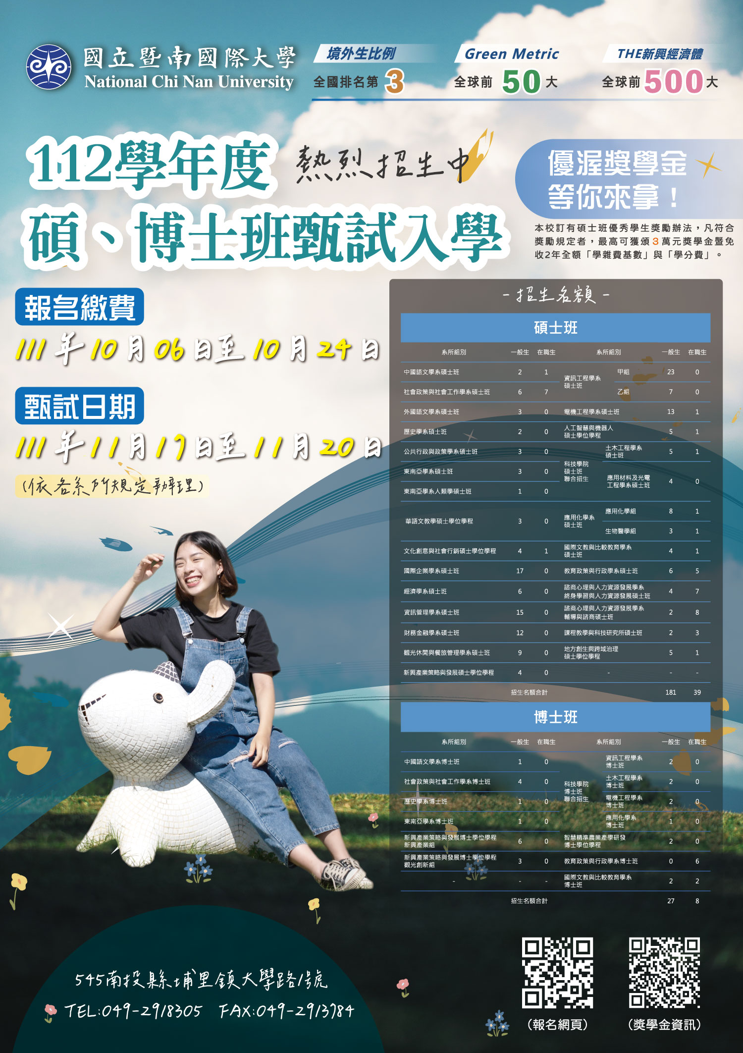 112學年度研究所甄試入學（碩士班及博士班）