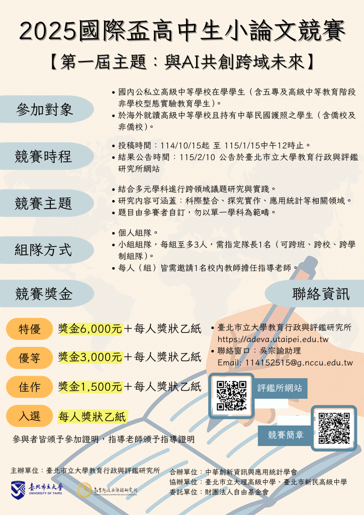 11410北市大國際盃高中生小論文競賽海報